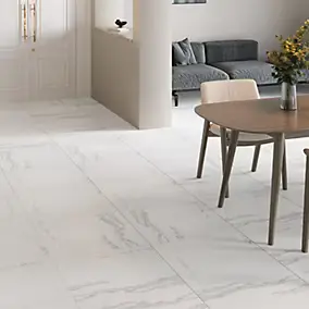 Carrelage sol et mur intérieur en grés cérame émaillé effet marbre blanc poli L.60 x l.60 cm x ép.9 mm, Ultimate Marble