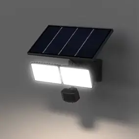 Applique solaire LED extérieur noire 2×1060 lm IP65 détecteur PIR, GoodHome Davern