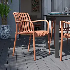 Chaise de jardin en plastique orange GoodHome Timbo