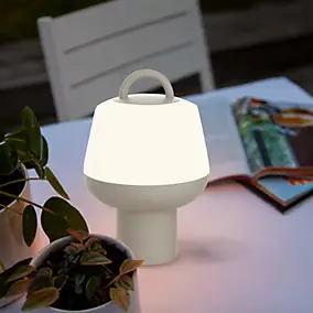Lampe à poser LED extérieur beige mat rechargeable 2,5 W 250lm IP54 USB batterie intégrée, GoodHome Kisatchie
