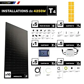 Kit panneau solaire Ultrawatt avec fixation pour tuile ardoise 4250W