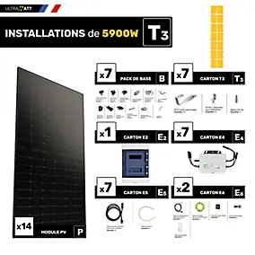 Kit panneau solaire Ultrawatt avec fixation pour tuile plate 5950W