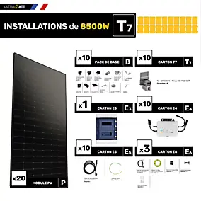 Kit panneau solaire Ultrawatt avec fixation joint debout 8500W