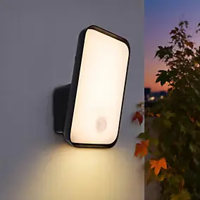 Applique LED extérieure noir 15 W 1700 lm blanc neutre IP54 détecteur de mouvement, GoodHome Wendland