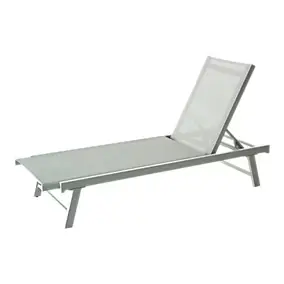 Bain de soleil gris aluminium et textilène GoodHome Rowa
