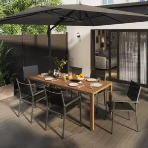 Table de jardin aluminium effet bois rectangulaire OLIVARA 201 x 90 cm