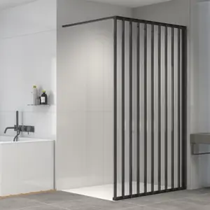Paroi de douche à l’italienne noir mat verre trempé 6 mm L. 118 x H. 200 cm