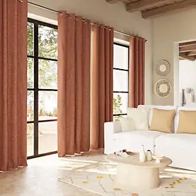 Rideau thermique à œillets terracotta l.140 x H.260 cm GoodHome Novan