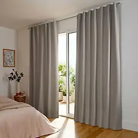 Rideau occultant galon fronceur beige l.140 x H.260 cm GoodHome Miri