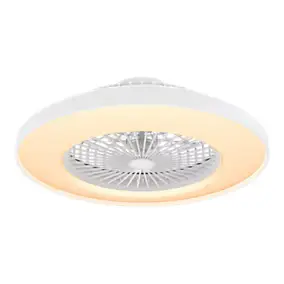 Ventilateur de plafond silencieux avec éclairage LED blanc Ø.60 cm GoodHome - Télécommande incluse