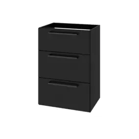 Meuble sous vasque à poser noir mat 3 tiroirs l.60 x H.86,5 x P.45 cm GoodHome Imandra