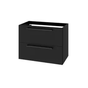 Meuble sous vasque suspendu noir mat 2 tiroirs l.80 x H.60 x P.45 cm GoodHome Imandra