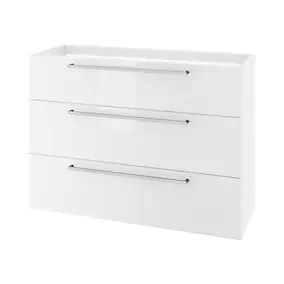 Meuble sous vasque à poser blanc brillant 3 tiroirs l.120 x H.86,5 x P.45 cm, GoodHome Imandra