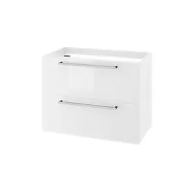 Meuble sous vasque suspendu blanc brillant 2 tiroirs l.80 x H.60 x P.45 cm GoodHome Imandra