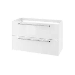 Meuble sous vasque suspendu blanc brillant 2 tiroirs l.100 x H.60 x P.45 cm GoodHome Imandra