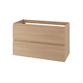 Meuble sous vasque suspendu effet chêne clair 2 tiroirs l.100 x H.60 x P.45 cm GoodHome Imandra