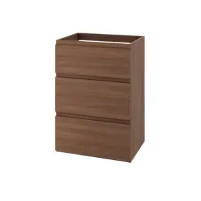 Meuble sous vasque à poser effet chêne foncé 3 tiroirs l.60 x H.86,5 x P.45 cm GoodHome Imandra