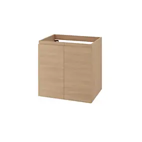 Meuble sous vasque suspendu effet chêne clair 2 portes l.60 x H.60 x P.45 cm GoodHome Imandra