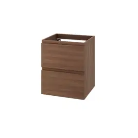 Meuble sous vasque suspendu effet chêne foncé 2 tiroirs l.50 x H.60 x P.45 cm GoodHome Imandra