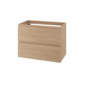 Meuble sous vasque suspendu effet chêne clair 2 tiroirs l.80 x H.60 x P.45 cm GoodHome Imandra