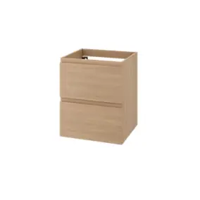 Meuble sous vasque suspendu effet chêne clair 2 tiroirs l.50 x H.60 x P.45 cm GoodHome Imandra