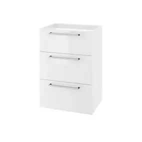 Meuble sous vasque à poser blanc brillant 3 tiroirs l.60 x H.86,5 x P.45 cm GoodHome Imandra