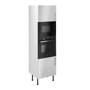 Colonne four + micro-ondes "Dorice" blanc brillant l.60 x h.201 x p.57 cm + 2 portes