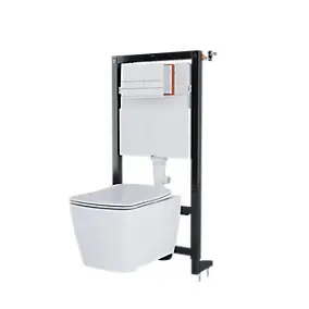 Pack WC suspendu blanc cuvette sans bride Levanna avec bâti-support sol et mur Silgo GoodHome