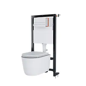 Pack WC suspendu sans bride Luvia avec bâti-support sol et mur autoportant Silgo GoodHome