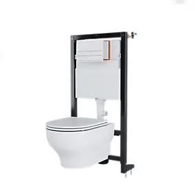Pack WC suspendu avec cuvette sans bride effet vortex GoodHome Cavally et bâti-support universel Siamp