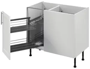 Meuble d'angle bas "Florie" blanc mat l.100 x h.72 x p.57 cm 1 porte + rangement panier gauche