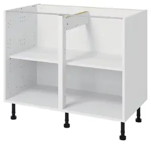 Meuble d'angle bas "Florie" blanc mat l.100 x h.72 x p.57 cm 1 porte + rangement panier droit