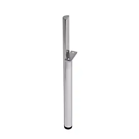 2 pieds ronds réglables brossés chrome en aluminium H.33 x l.2,2 cm GoodHome Portloe