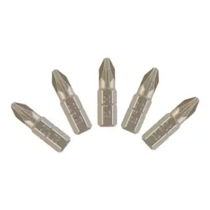 Lot de 5 embouts de vissage PZ2 acier S2 noir 25 mm