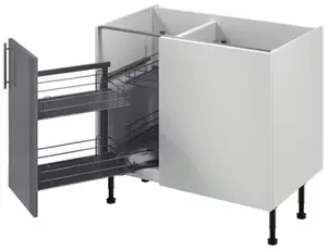 Meuble d'angle bas "Dorice" anthracite mat l.100 x h.72 x p.57 cm 1 porte + rangement panier gauche