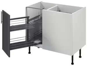 Meuble d'angle bas "Florie" anthracite mat l.100 x h.72 x p.57 cm 1 porte + rangement panier gauche