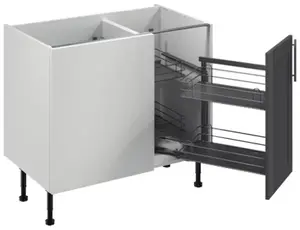 Meuble d'angle bas "Florie" anthracite mat l.100 x h.72 x p.57 cm 1 porte + rangement panier droit
