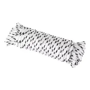 Corde tressée polypropylène blanc et noir diamètre 6 mm x 15 m
