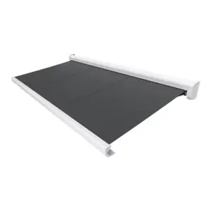 Store banne motorisé coffre blanc toile anthracite MAYA LED 4 x 3 m