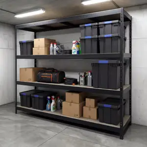 Étagère métallique noire 200x240x60 cm 4 étagères charge 450 kg par niveau