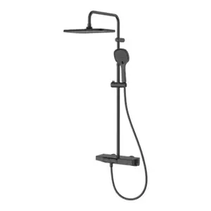 Colonne de douche thermostatique rectangulaire DOMOO noir mat
