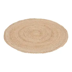 Tapis rond jute ton naturel 120 cm diamètre tissage serré robuste
