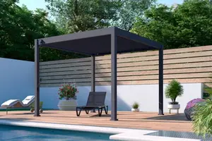 Pergola en acier lames galvanisées 3 x 3 m hauteur 2,35 m