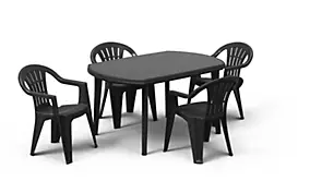 Ensemble table de jardin Élise et 4 chaises de jardin Cuba polypropylène gris graphite Keter