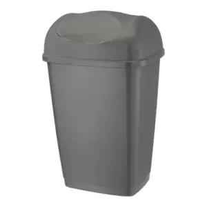Poubelle plastique avec couvercle gris 20 L - 52 x 32,5 x 25,5 cm