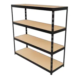 Étagère bois métal charge lourde 4 tablettes réglables 400 kg - 180 x 180 x 60 cm