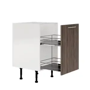 Meuble de rangement bas 50 cm décor imitation chêne gris BASILIE