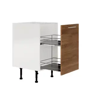 Meuble de rangement bas 50 cm décor imitation chêne fumé BASILIE