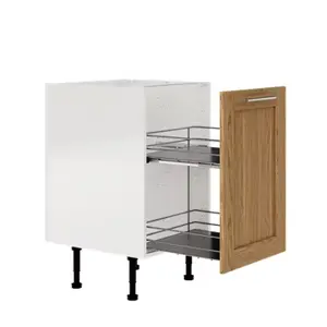 Meuble de rangement bas 50 cm décor imitation chêne clair COLINE