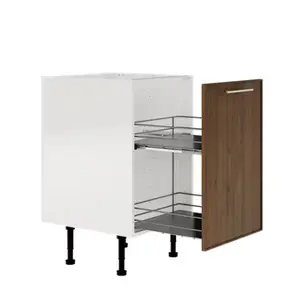 Meuble de rangement bas 50 cm décor imitation noyer HELINE